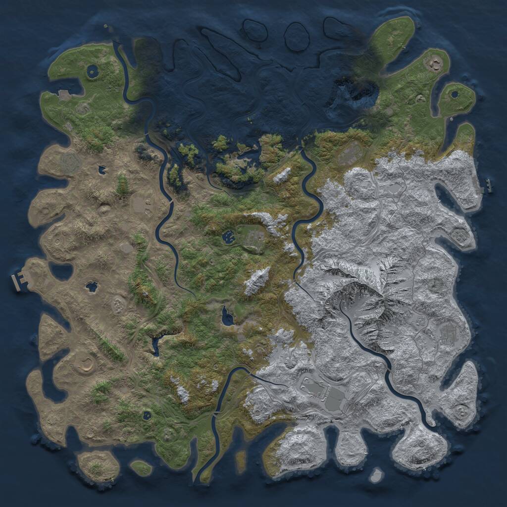 Rust Map: Procedural Map, Size: 6000, Seed: 1734667993, 17 Monuments