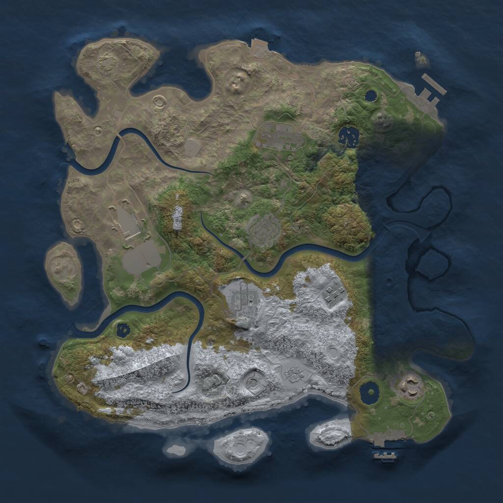 Rust Map: Procedural Map, Size: 3500, Seed: 28472, 13 Monuments