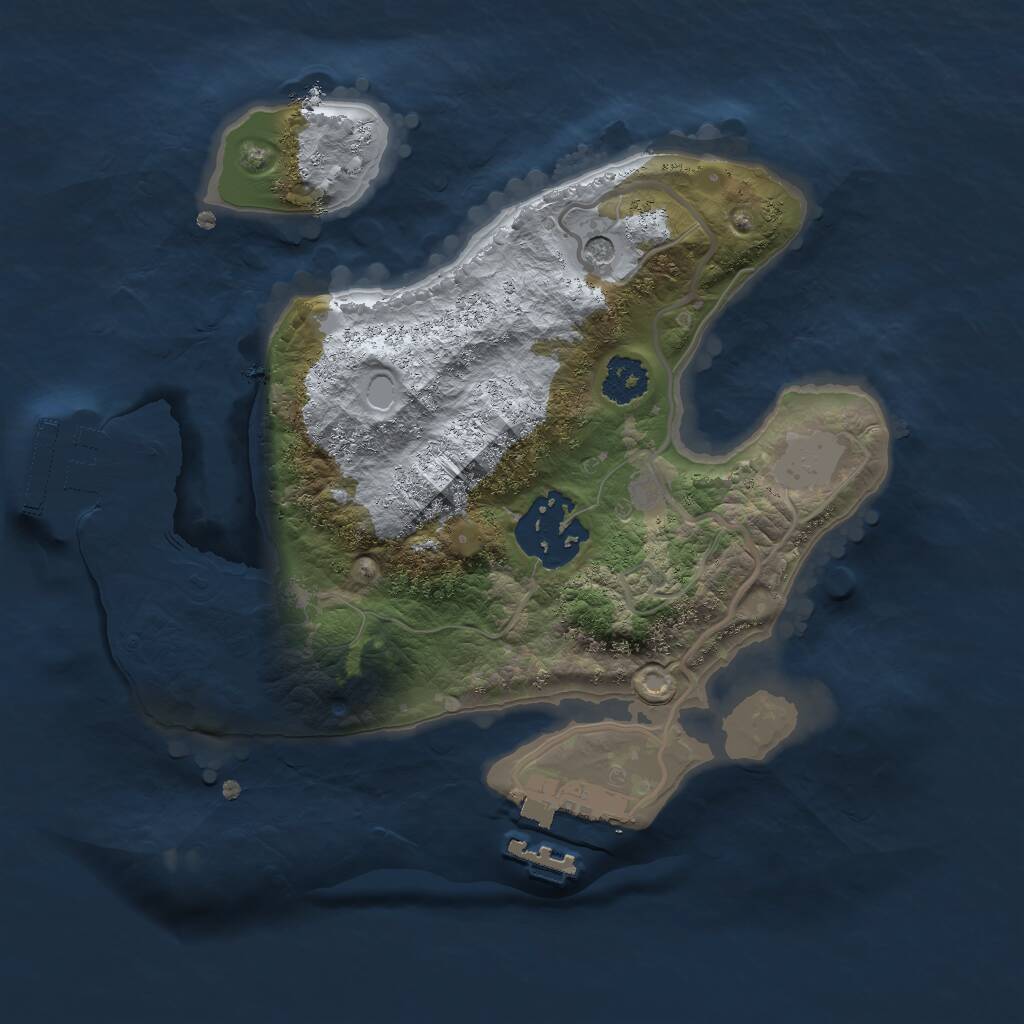 Rust Map: Procedural Map, Size: 2200, Seed: 1221049751, 5 Monuments