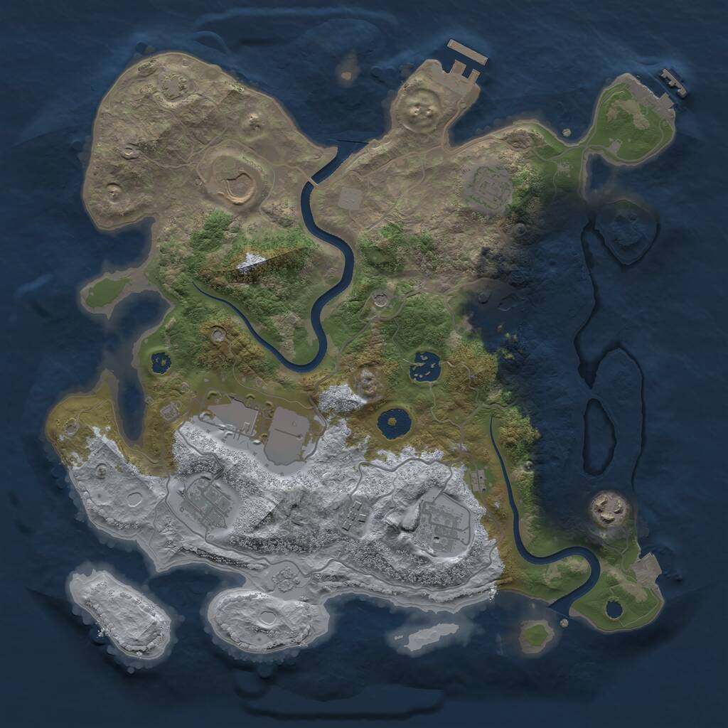 Rust Map: Procedural Map, Size: 3500, Seed: 46387833, 15 Monuments