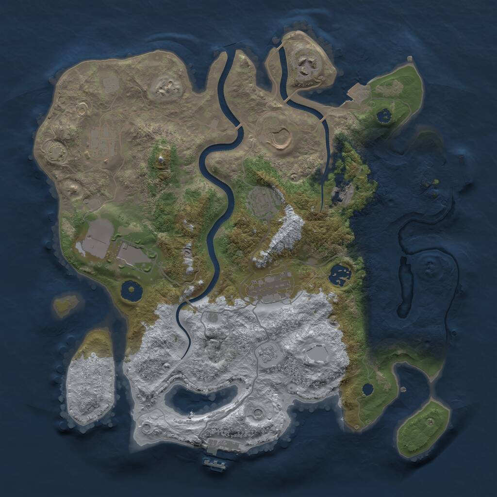 Rust Map: Procedural Map, Size: 3500, Seed: 404697386, 14 Monuments