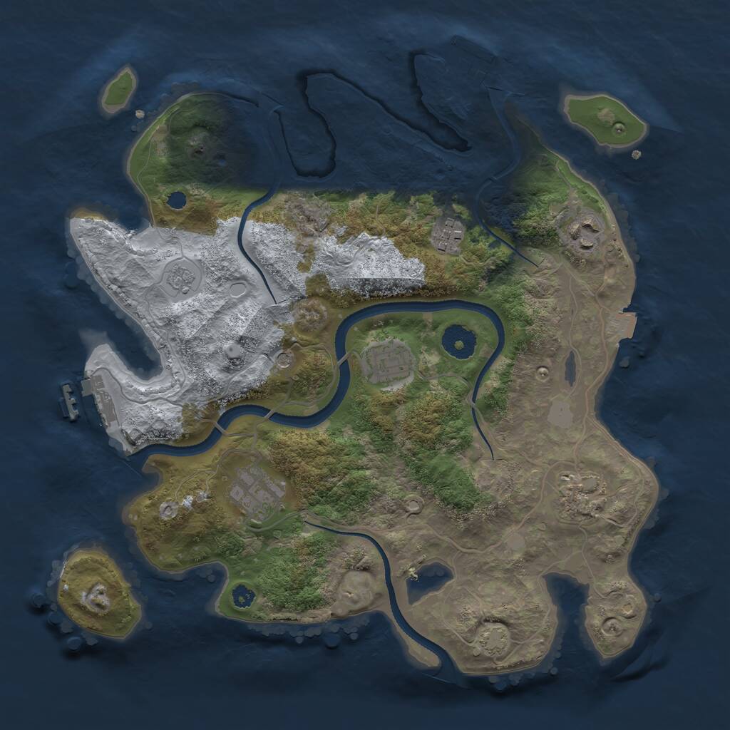 Rust Map: Procedural Map, Size: 3250, Seed: 1172995275, 11 Monuments