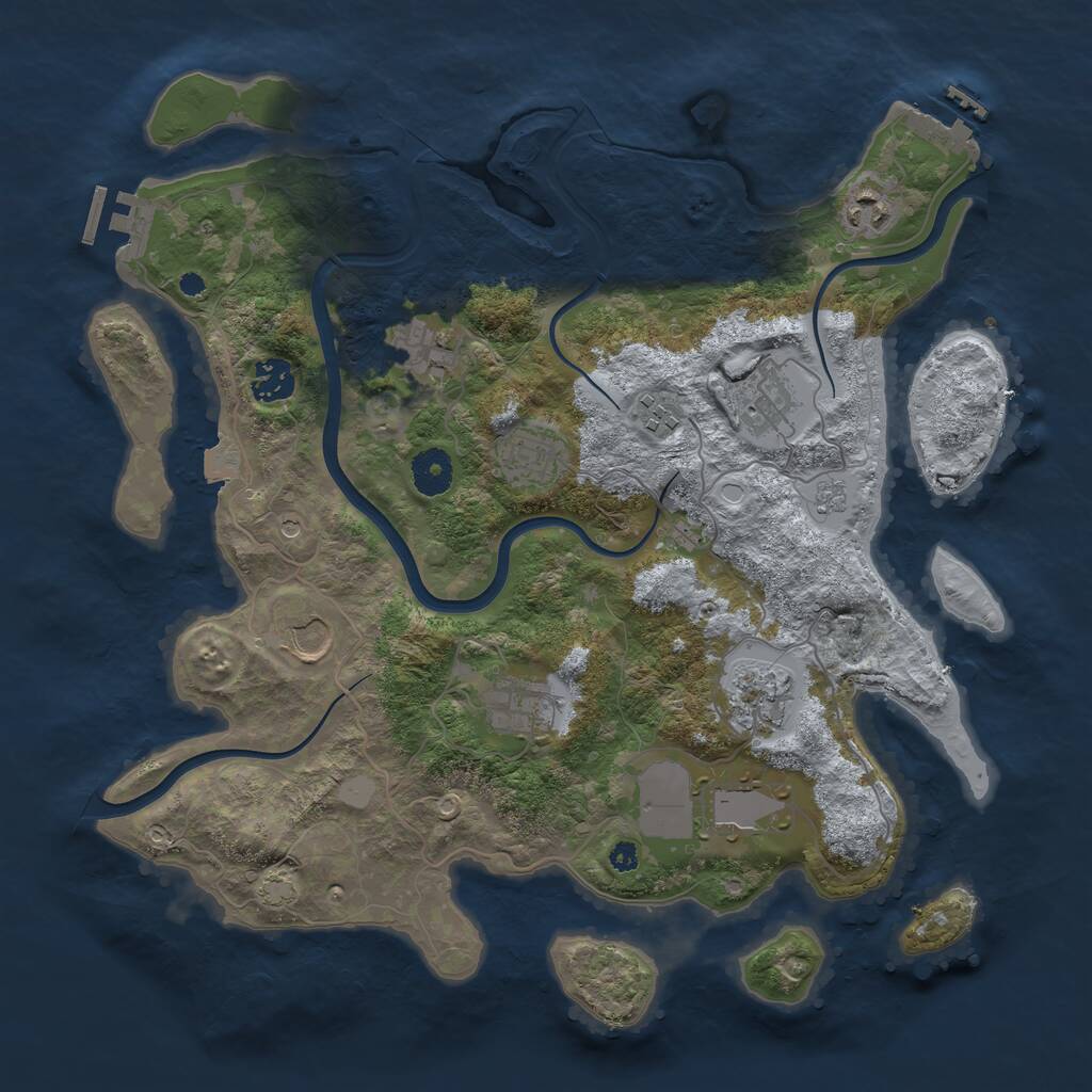Rust Map: Procedural Map, Size: 3700, Seed: 49410826, 16 Monuments