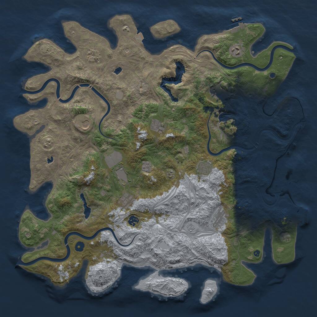 Rust Map: Procedural Map, Size: 4800, Seed: 1886731348, 17 Monuments