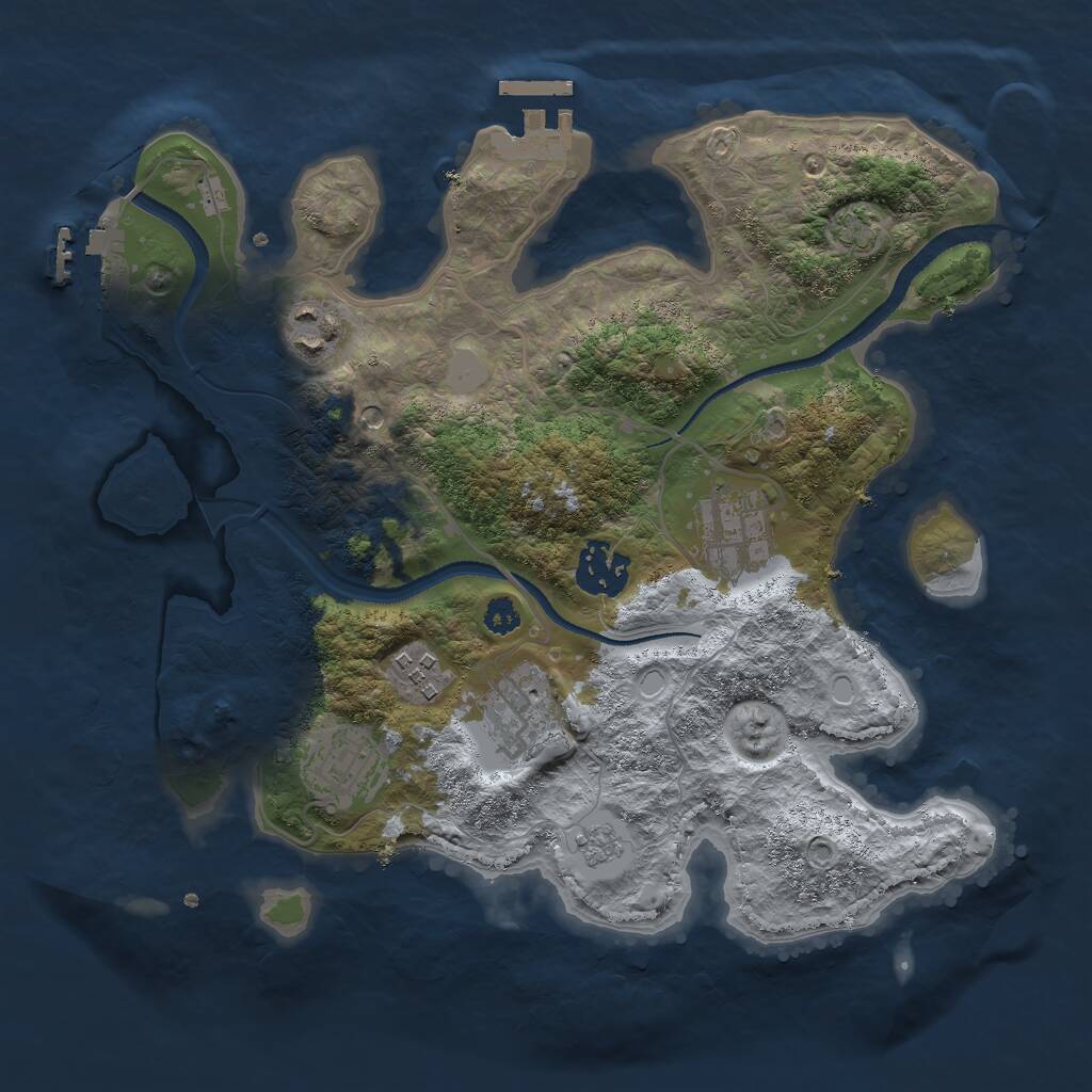 Rust Map: Procedural Map, Size: 3000, Seed: 42287, 12 Monuments