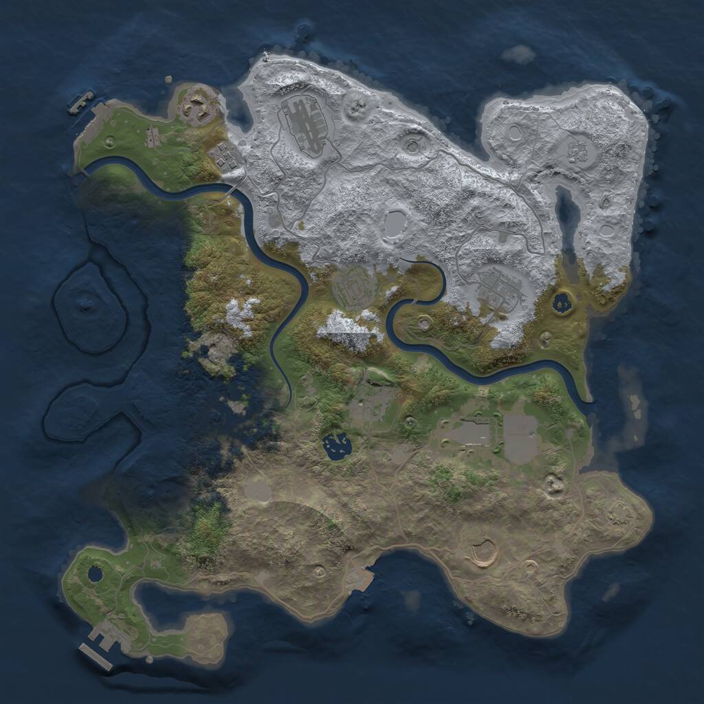 Rust Map: Procedural Map, Size: 3750, Seed: 1608388499, 16 Monuments