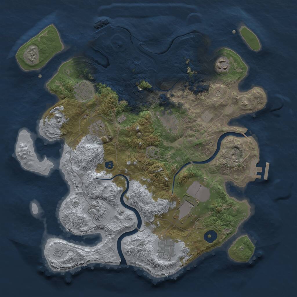 Rust Map: Procedural Map, Size: 3500, Seed: 10161995, 14 Monuments