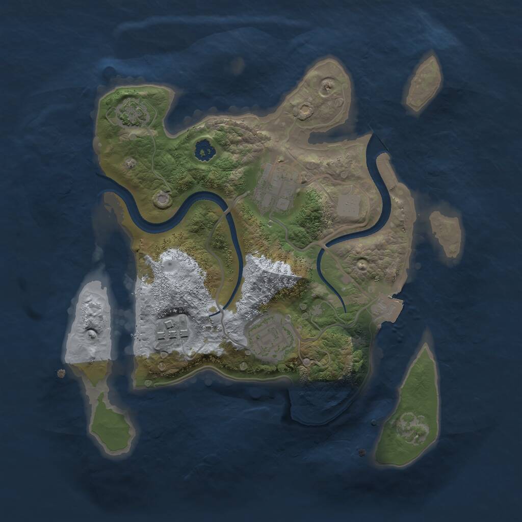 Rust Map: Procedural Map, Size: 2500, Seed: 12548, 5 Monuments