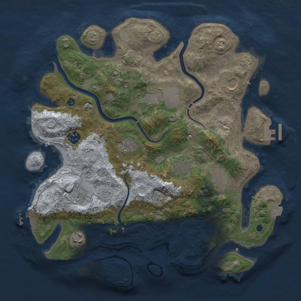 Rust Map: Procedural Map, Size: 3700, Seed: 1940023459, 16 Monuments