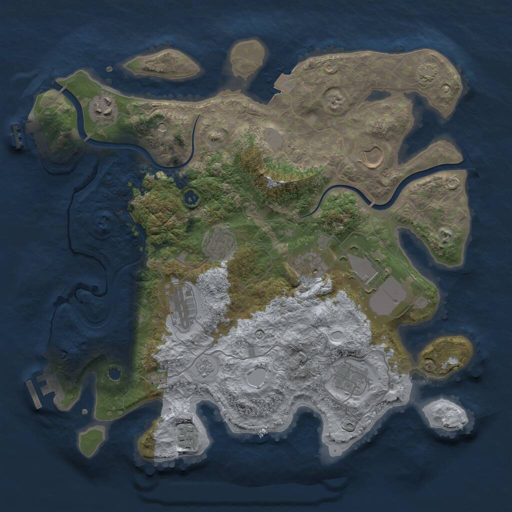 Rust Map: Procedural Map, Size: 3500, Seed: 1997546324, 14 Monuments