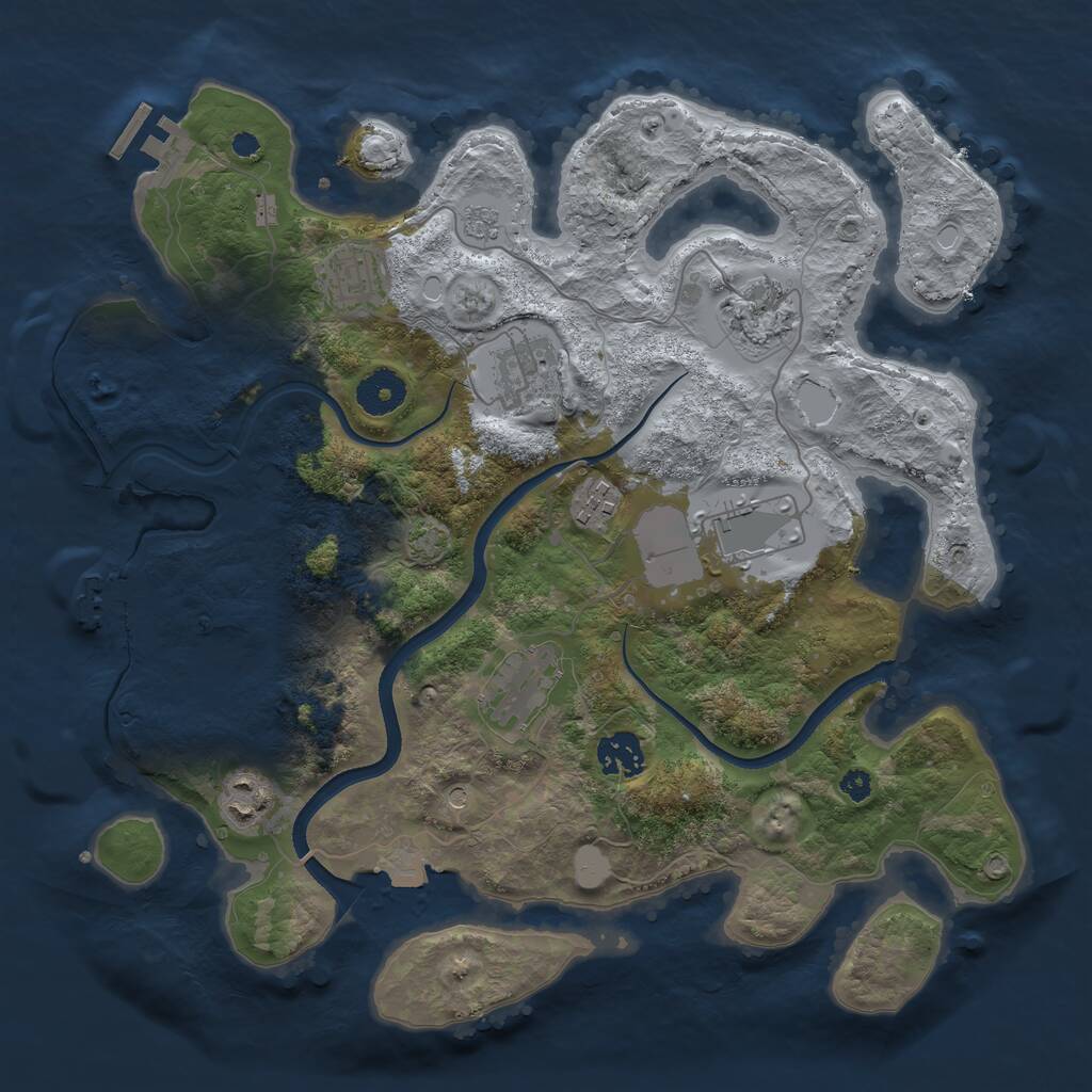 Rust Map: Procedural Map, Size: 3500, Seed: 1860815230, 14 Monuments