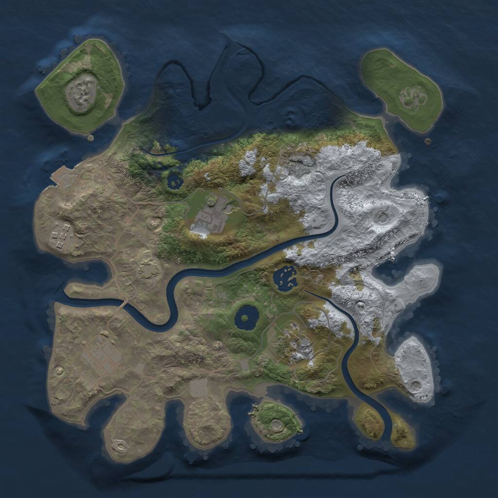 Rust Map: Procedural Map, Size: 3000, Seed: 34225, 8 Monuments