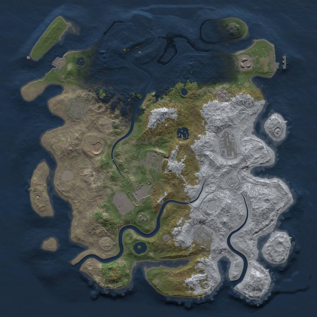 Rust Map: Procedural Map, Size: 3750, Seed: 189073792, 15 Monuments