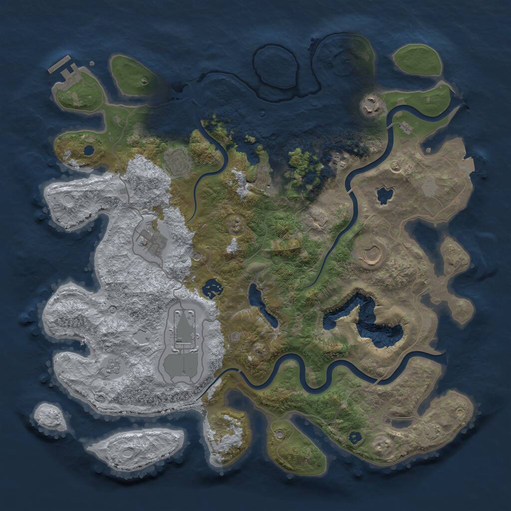 Rust Map: Procedural Map, Size: 4000, Seed: 63270079, 13 Monuments