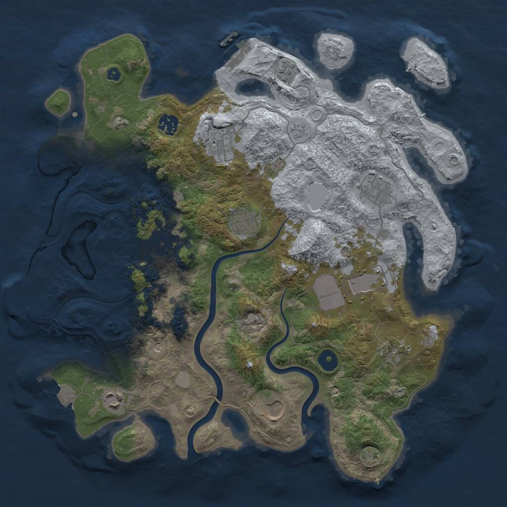 Rust Map: Procedural Map, Size: 3750, Seed: 1984076027, 16 Monuments