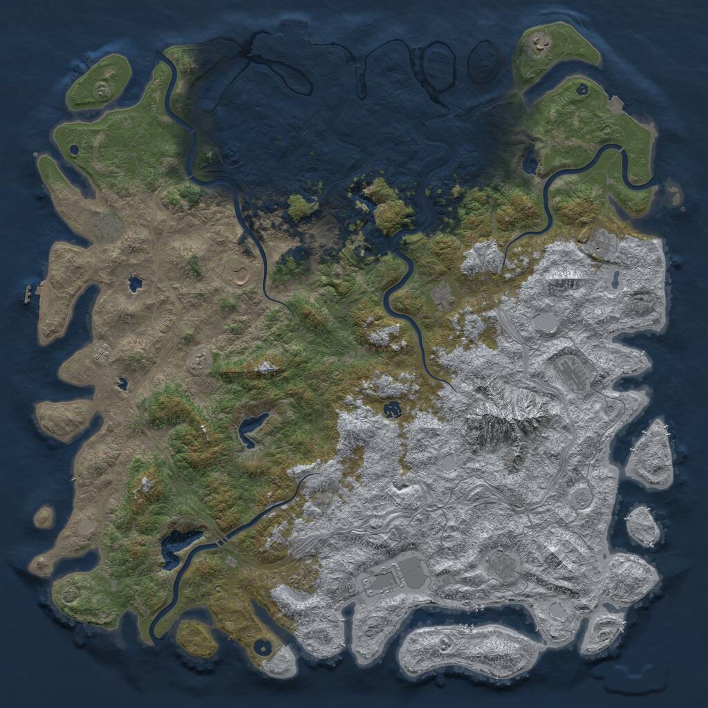 Rust Map: Procedural Map, Size: 6000, Seed: 81618683, 17 Monuments