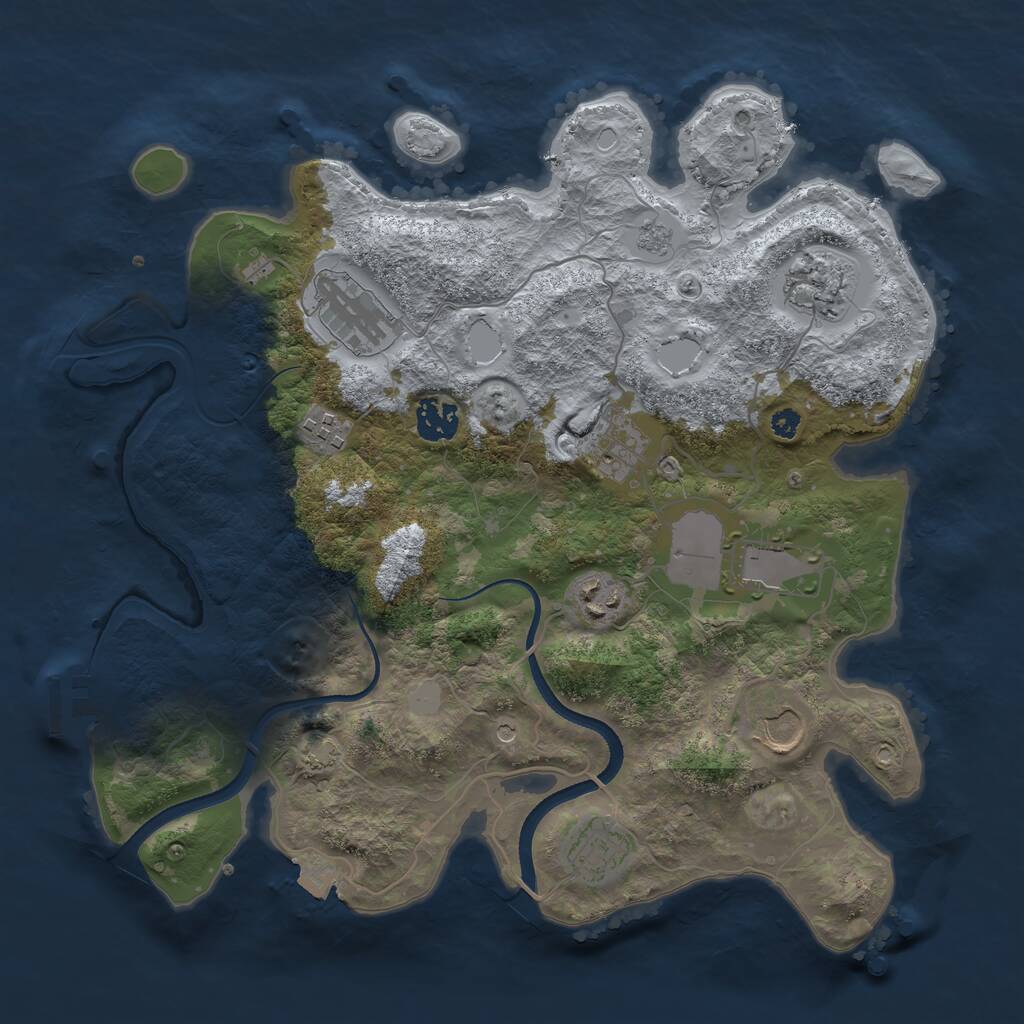 Rust Map: Procedural Map, Size: 3500, Seed: 1370594373, 14 Monuments