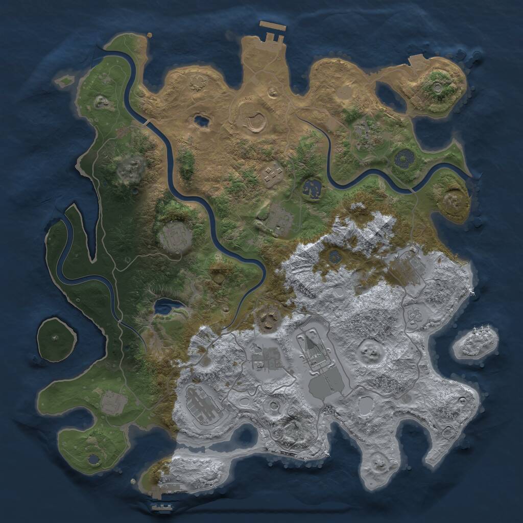 Rust Map: Procedural Map, Size: 4000, Seed: 1653048424, 17 Monuments