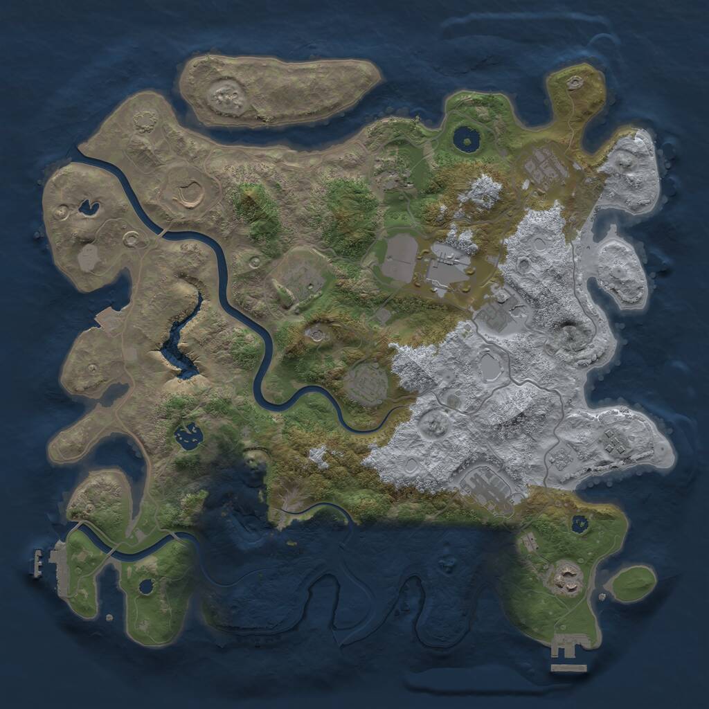 Rust Map: Procedural Map, Size: 4000, Seed: 570489668, 17 Monuments