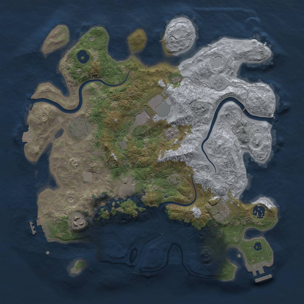 Rust Map: Procedural Map, Size: 3600, Seed: 2054577483, 13 Monuments