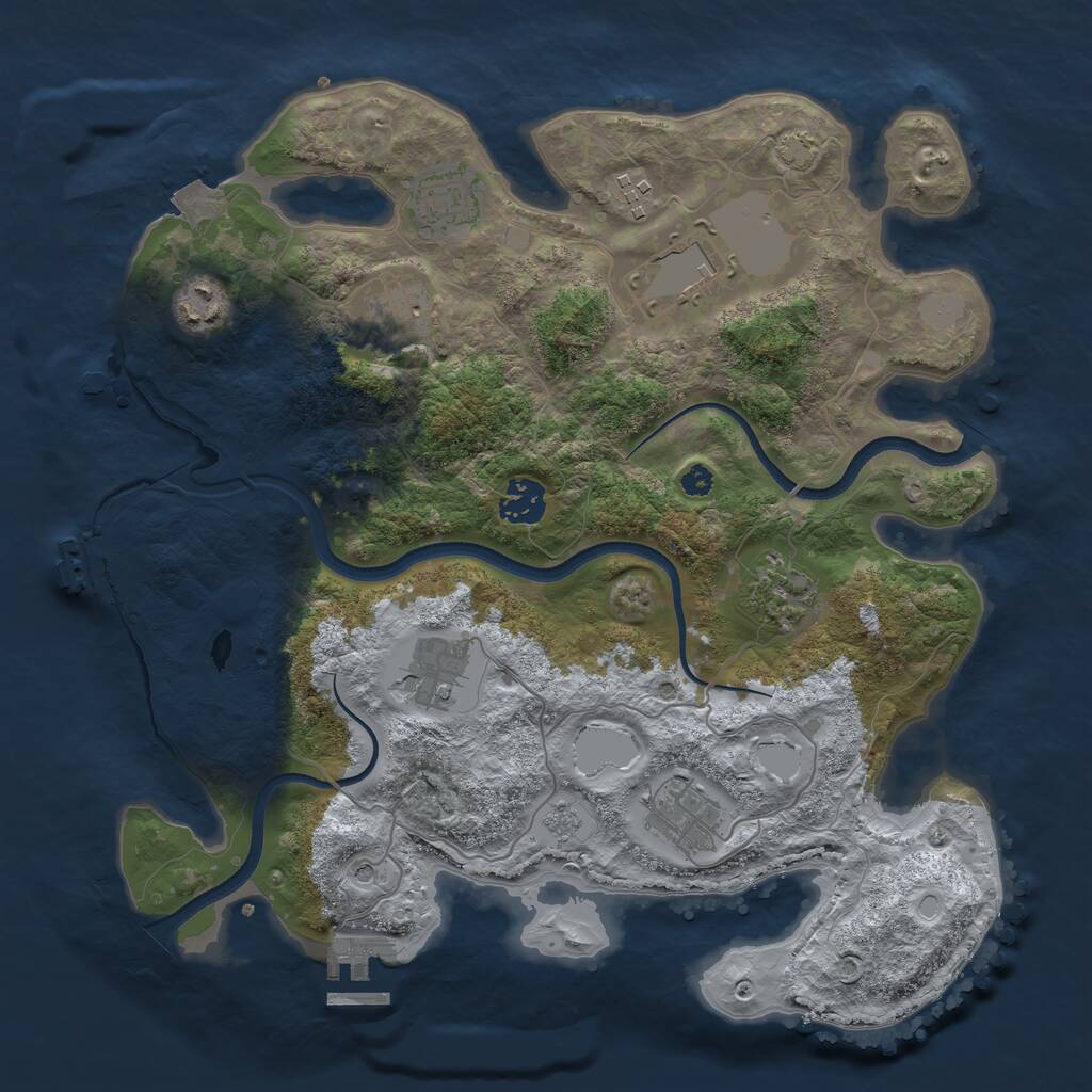 Rust Map: Procedural Map, Size: 3500, Seed: 543621540, 15 Monuments
