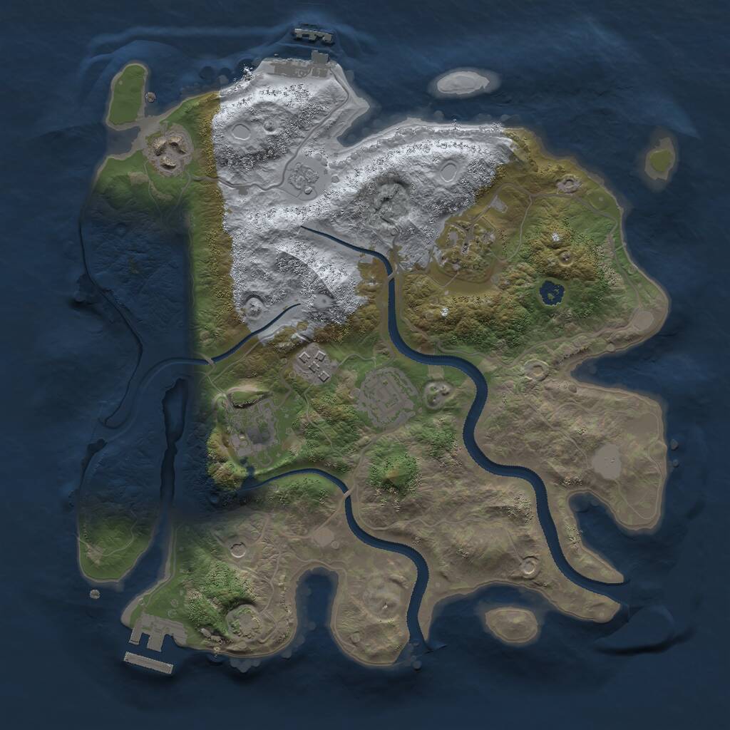 Rust Map: Procedural Map, Size: 3000, Seed: 2060289313, 11 Monuments