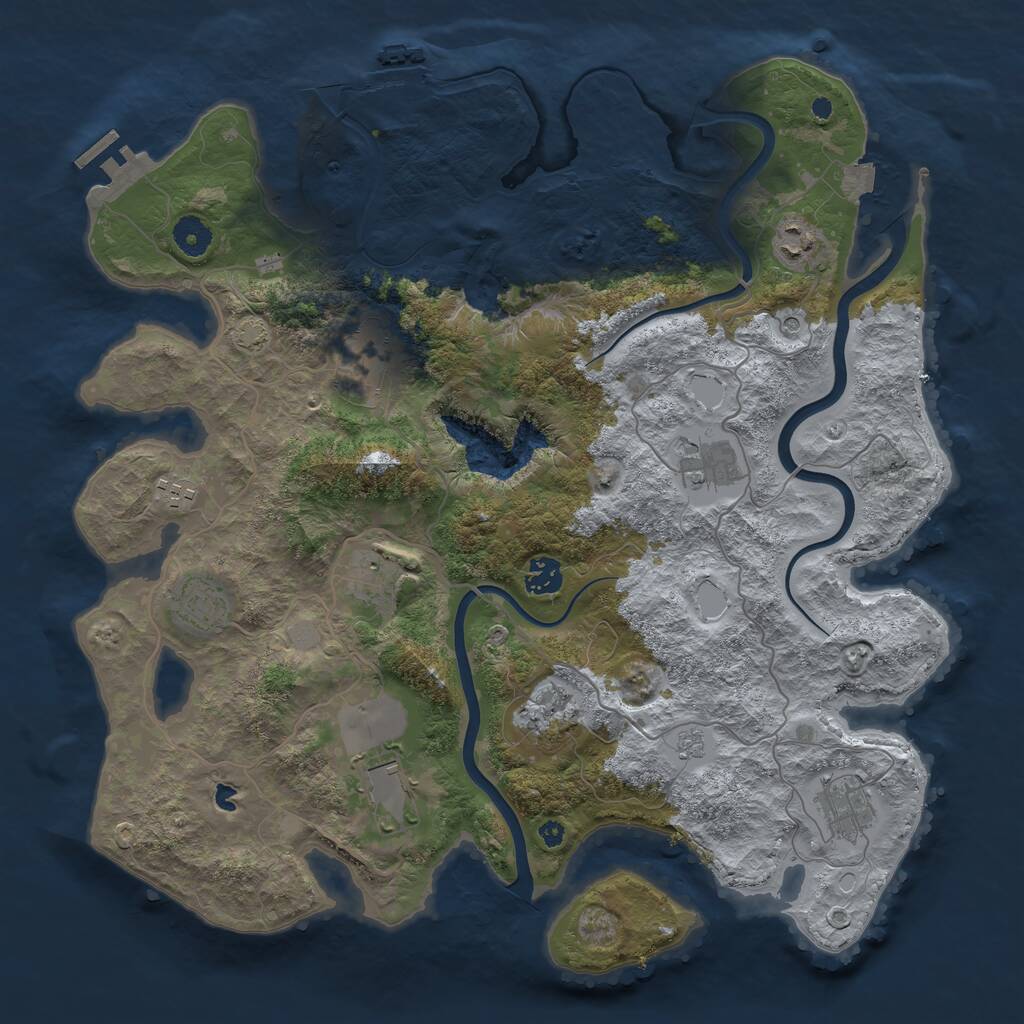 Rust Map: Procedural Map, Size: 4000, Seed: 2097724516, 16 Monuments