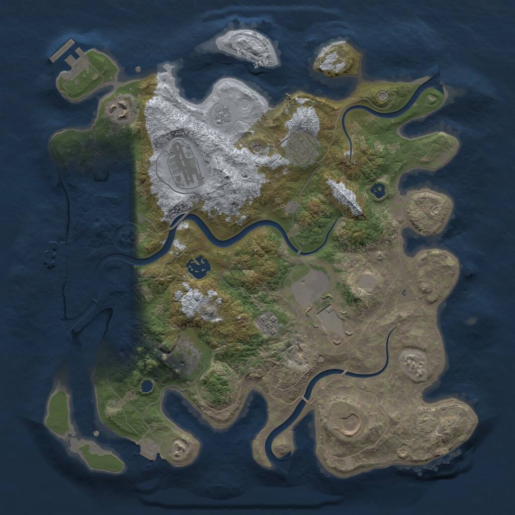 Rust Map: Procedural Map, Size: 3500, Seed: 899034438, 14 Monuments