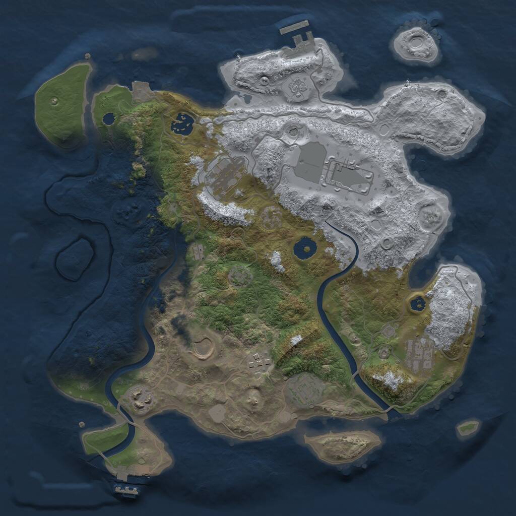 Rust Map: Procedural Map, Size: 3500, Seed: 1099685410, 14 Monuments