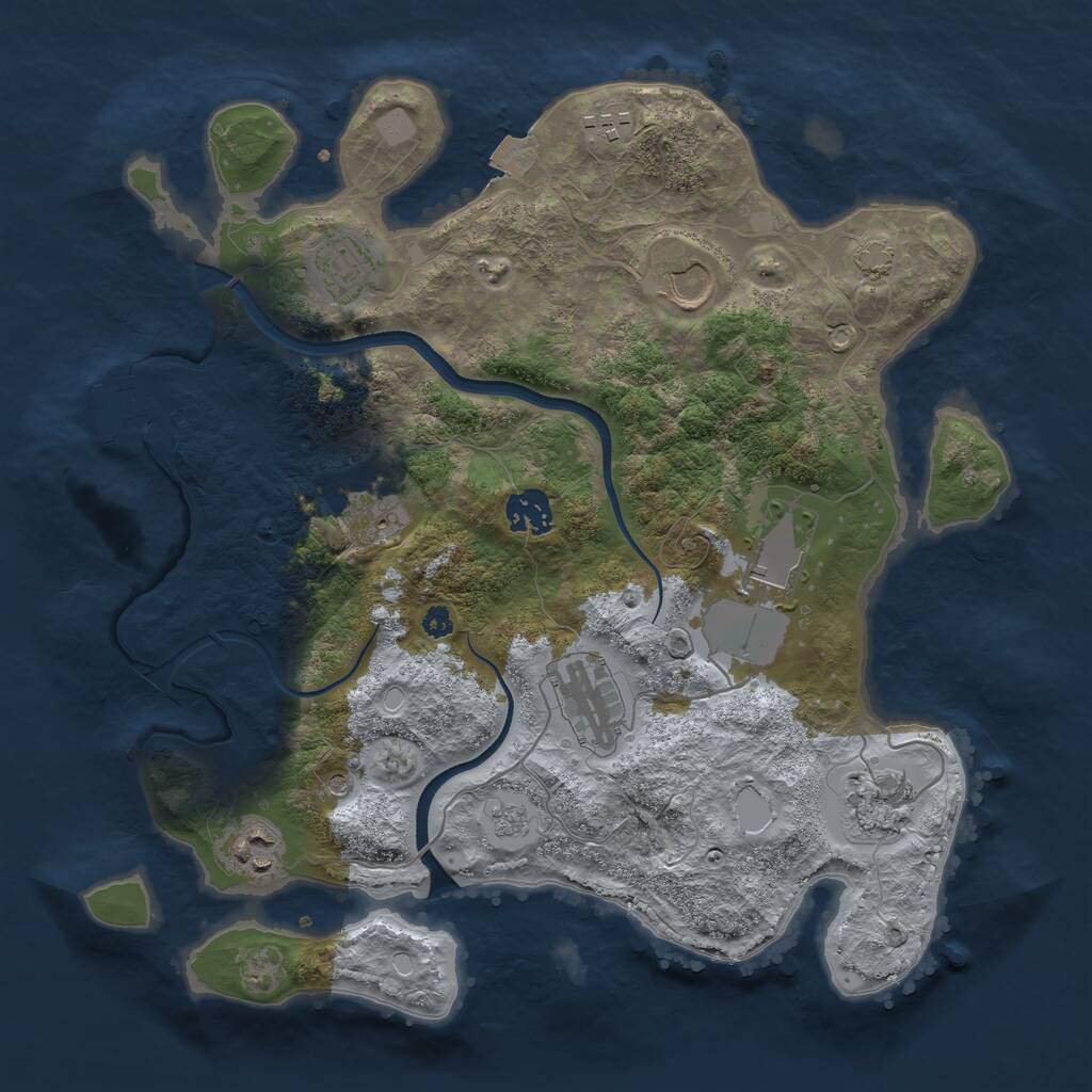 Rust Map: Procedural Map, Size: 3500, Seed: 1835593891, 14 Monuments