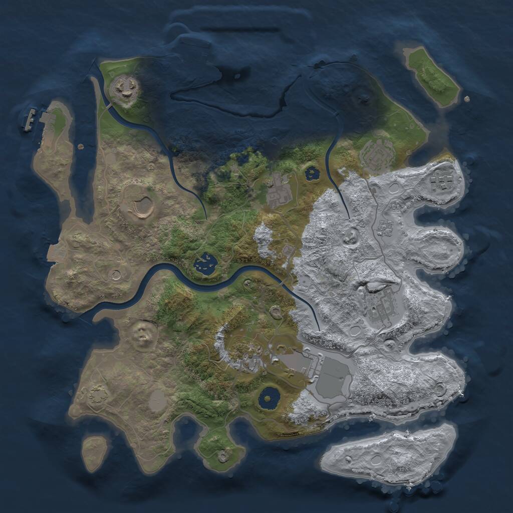 Rust Map: Procedural Map, Size: 3500, Seed: 558195067, 15 Monuments
