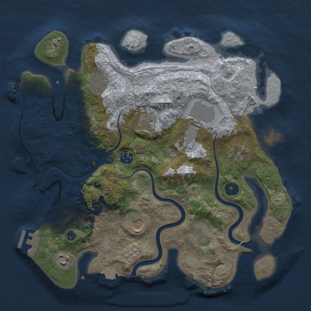 Rust Map: Procedural Map, Size: 3500, Seed: 8975324, 15 Monuments