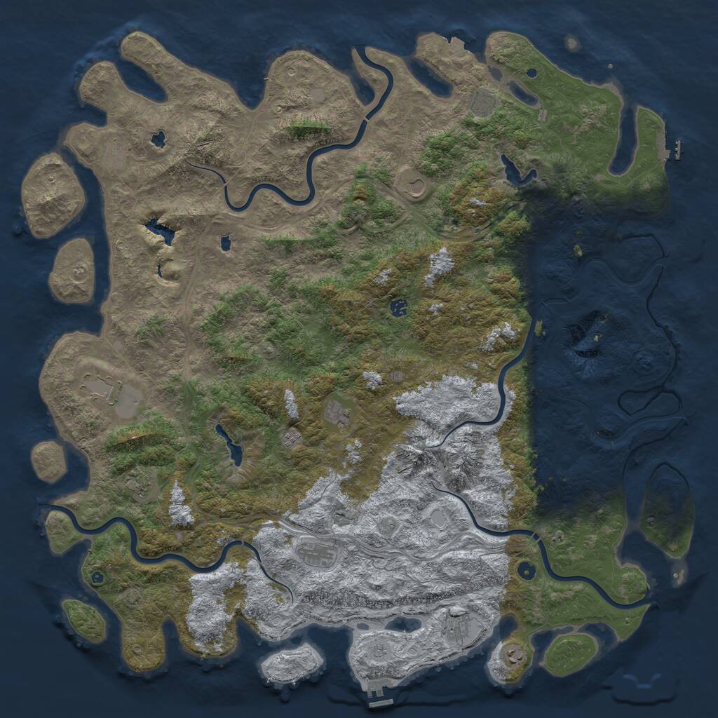 Rust Map: Procedural Map, Size: 6000, Seed: 105719779, 17 Monuments