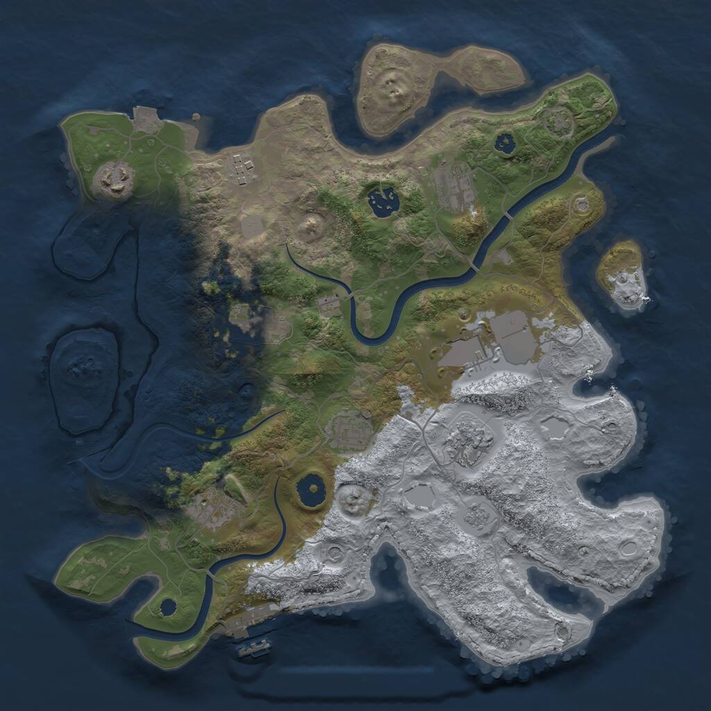 Rust Map: Procedural Map, Size: 3500, Seed: 288269907, 14 Monuments