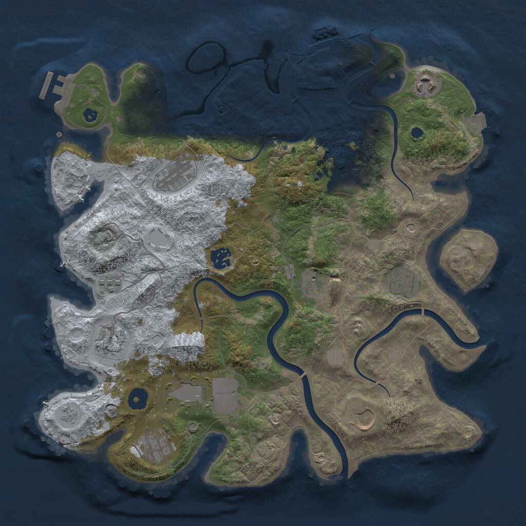 Rust Map: Procedural Map, Size: 3750, Seed: 166666667, 17 Monuments