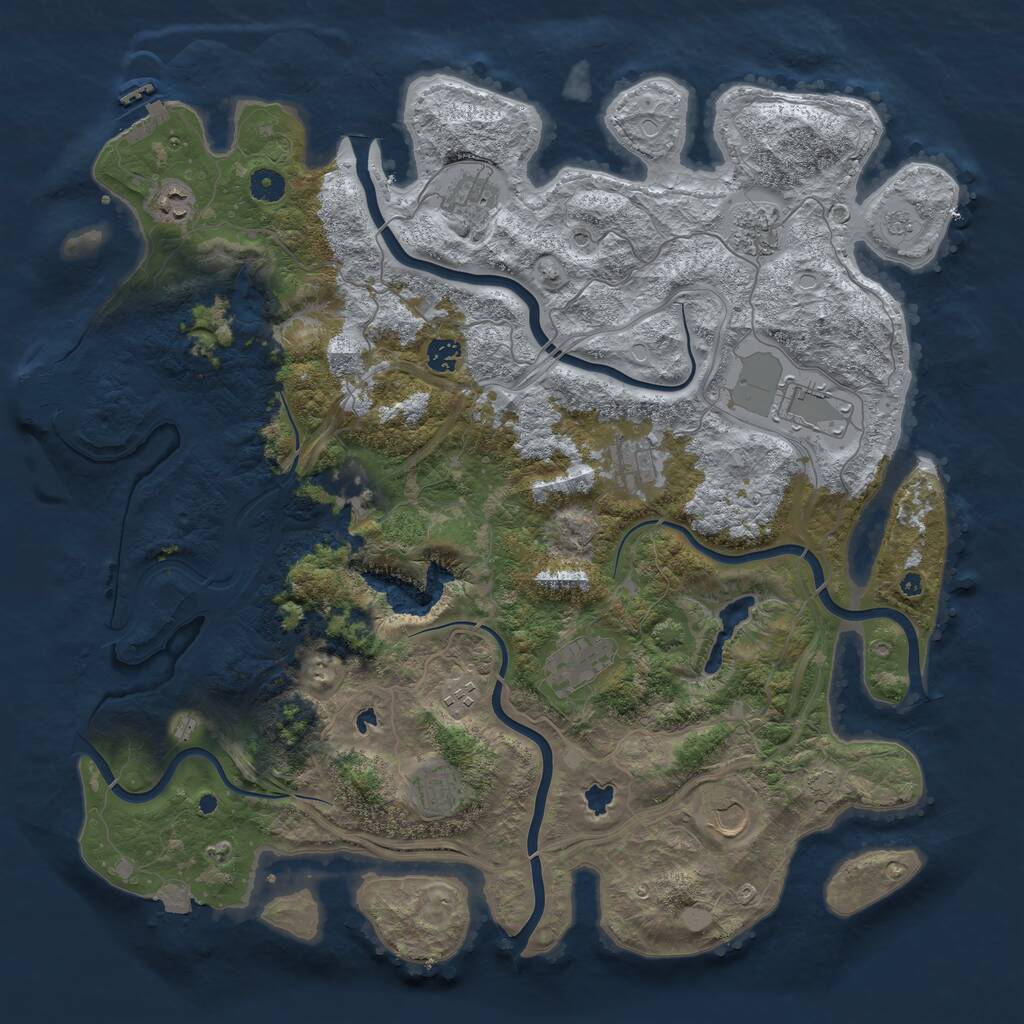 Rust Map: Procedural Map, Size: 4500, Seed: 1950533678, 17 Monuments