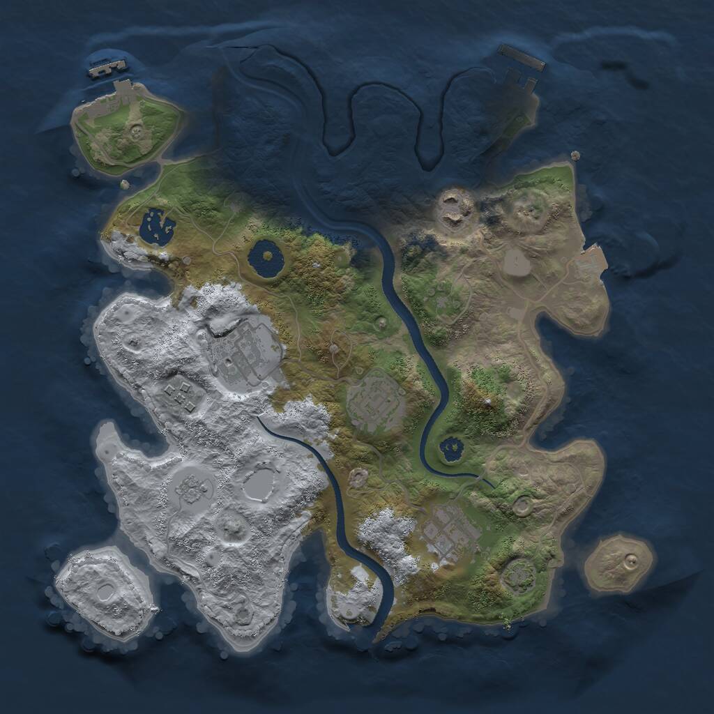 Rust Map: Procedural Map, Size: 3000, Seed: 72479, 11 Monuments
