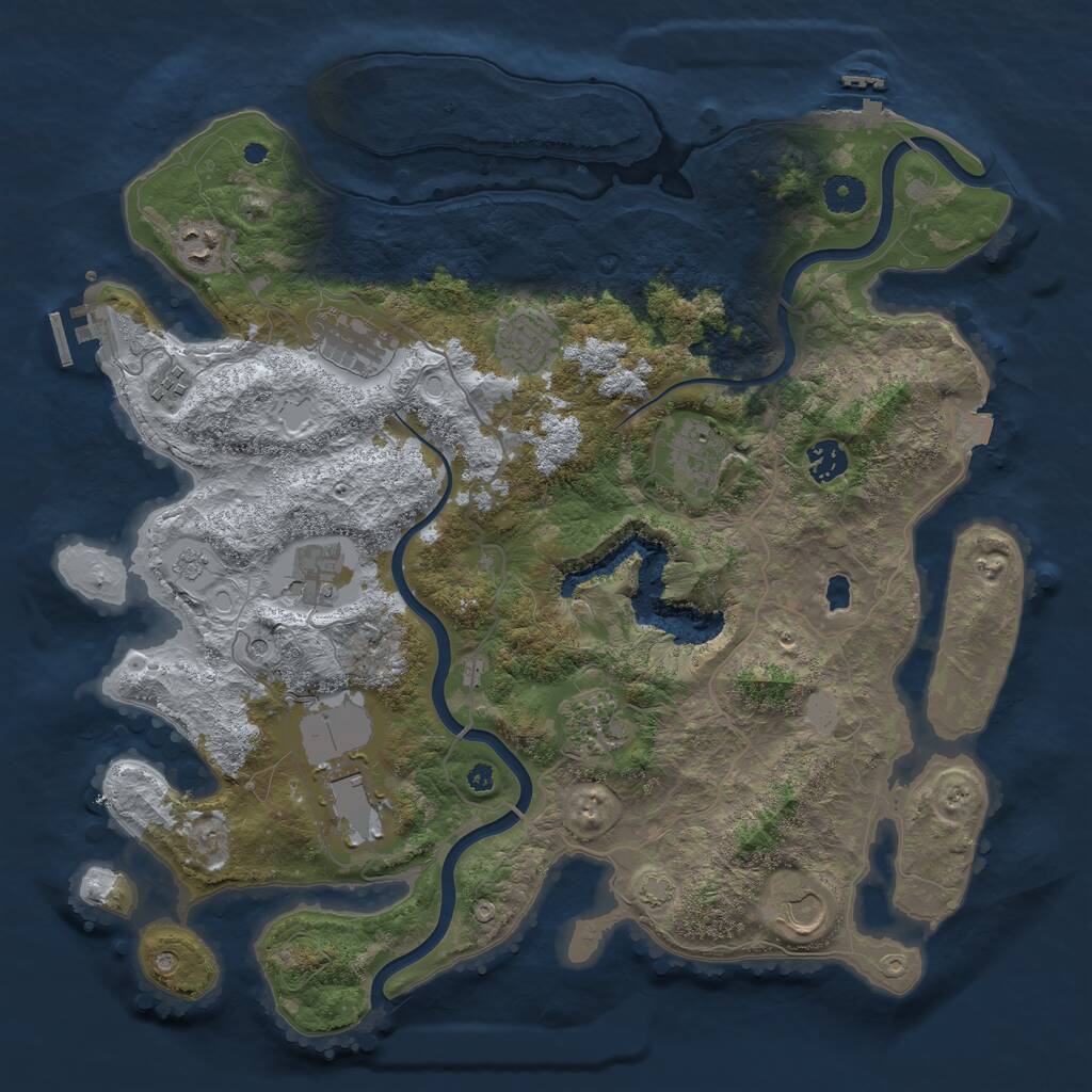 Rust Map: Procedural Map, Size: 4000, Seed: 1184, 16 Monuments