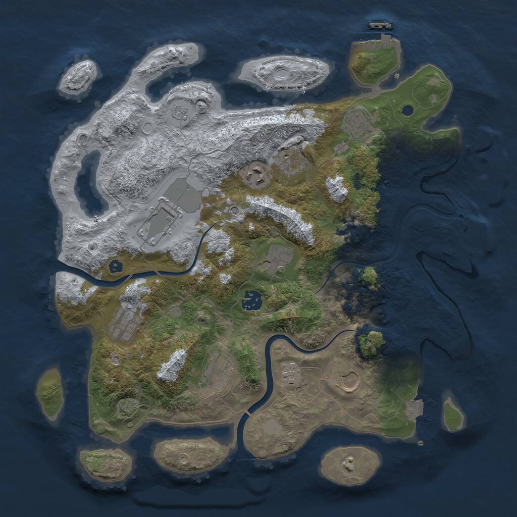 Rust Map: Procedural Map, Size: 3750, Seed: 161435980, 16 Monuments