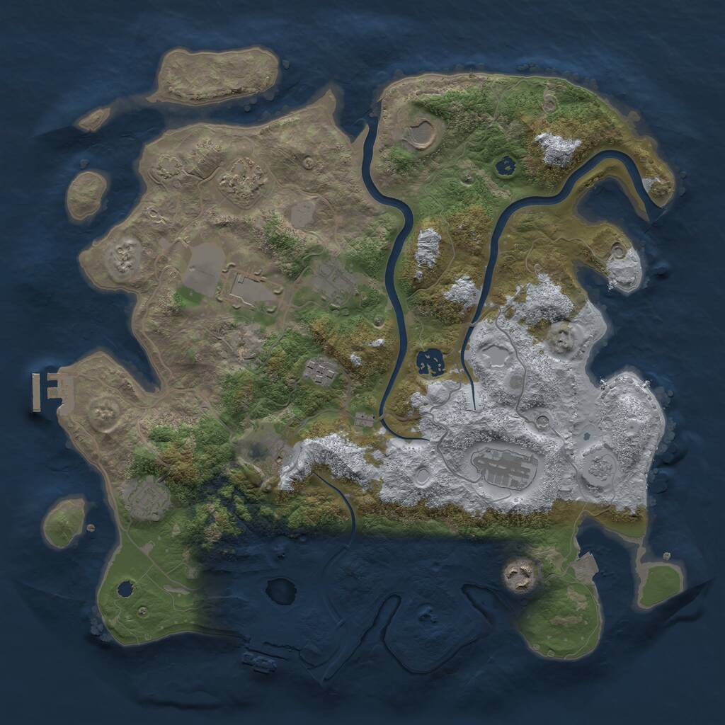 Rust Map: Procedural Map, Size: 3800, Seed: 808337456, 16 Monuments