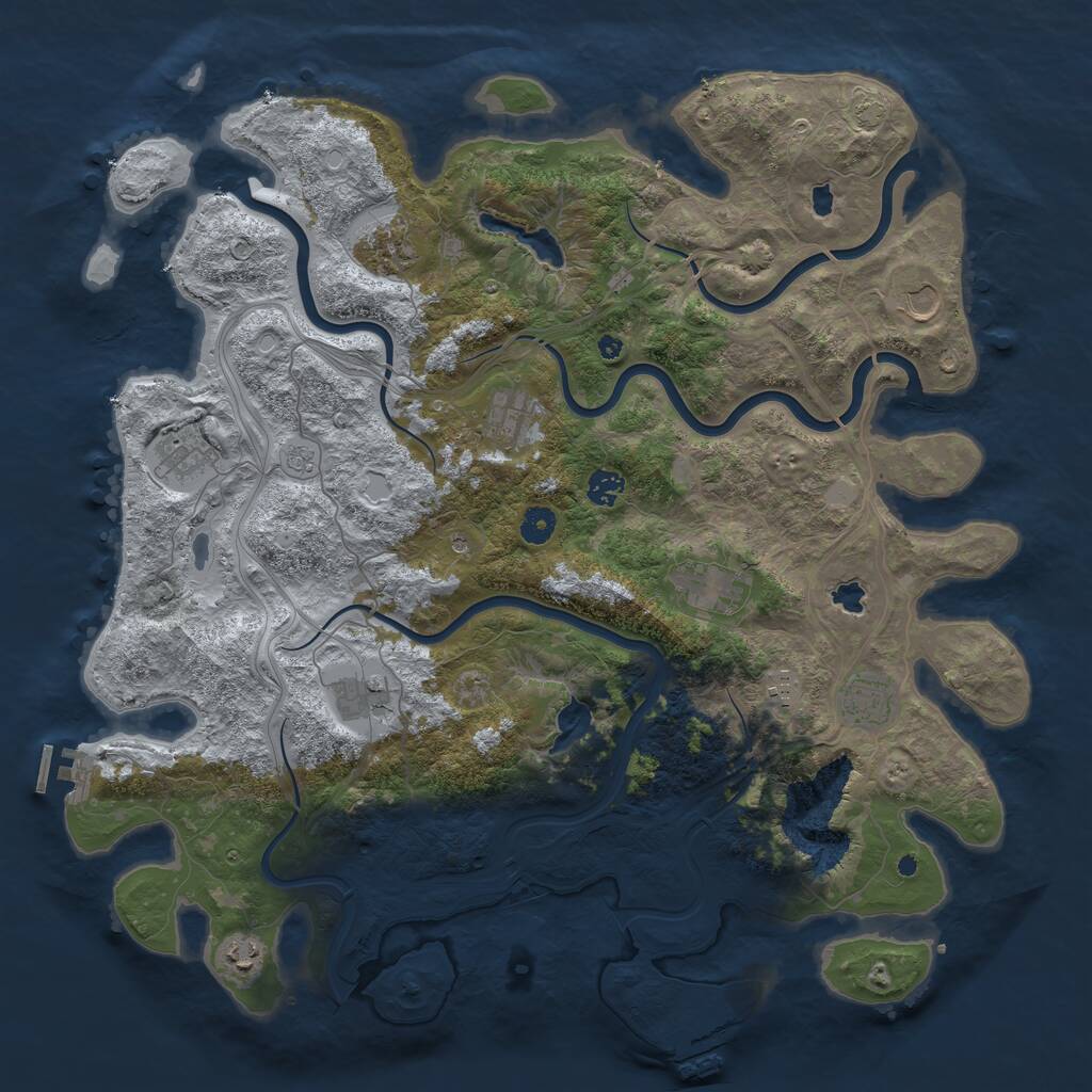 Rust Map: Procedural Map, Size: 4500, Seed: 23221080, 16 Monuments