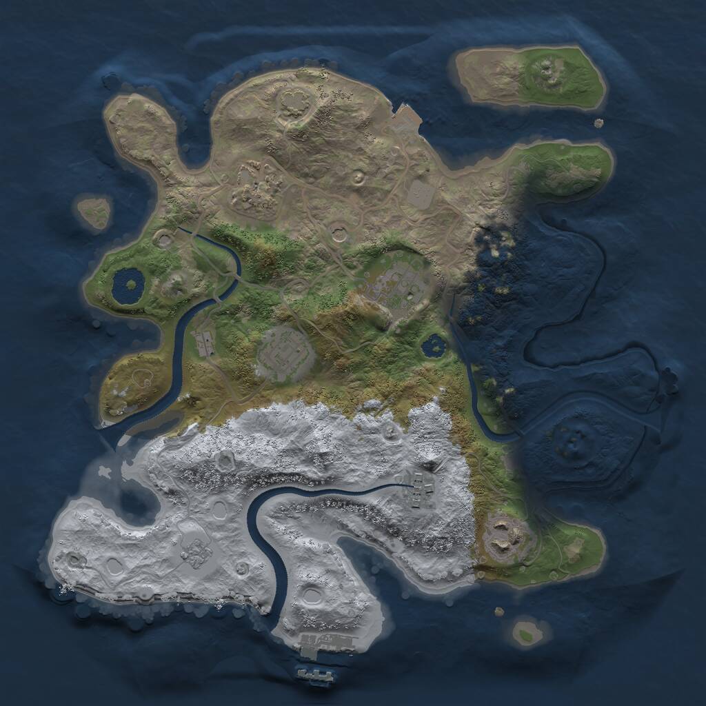Rust Map: Procedural Map, Size: 3000, Seed: 35599, 10 Monuments