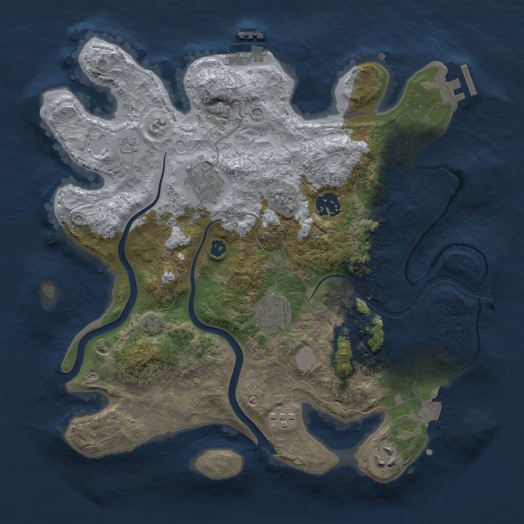 Rust Map: Procedural Map, Size: 3250, Seed: 1819228556, 11 Monuments