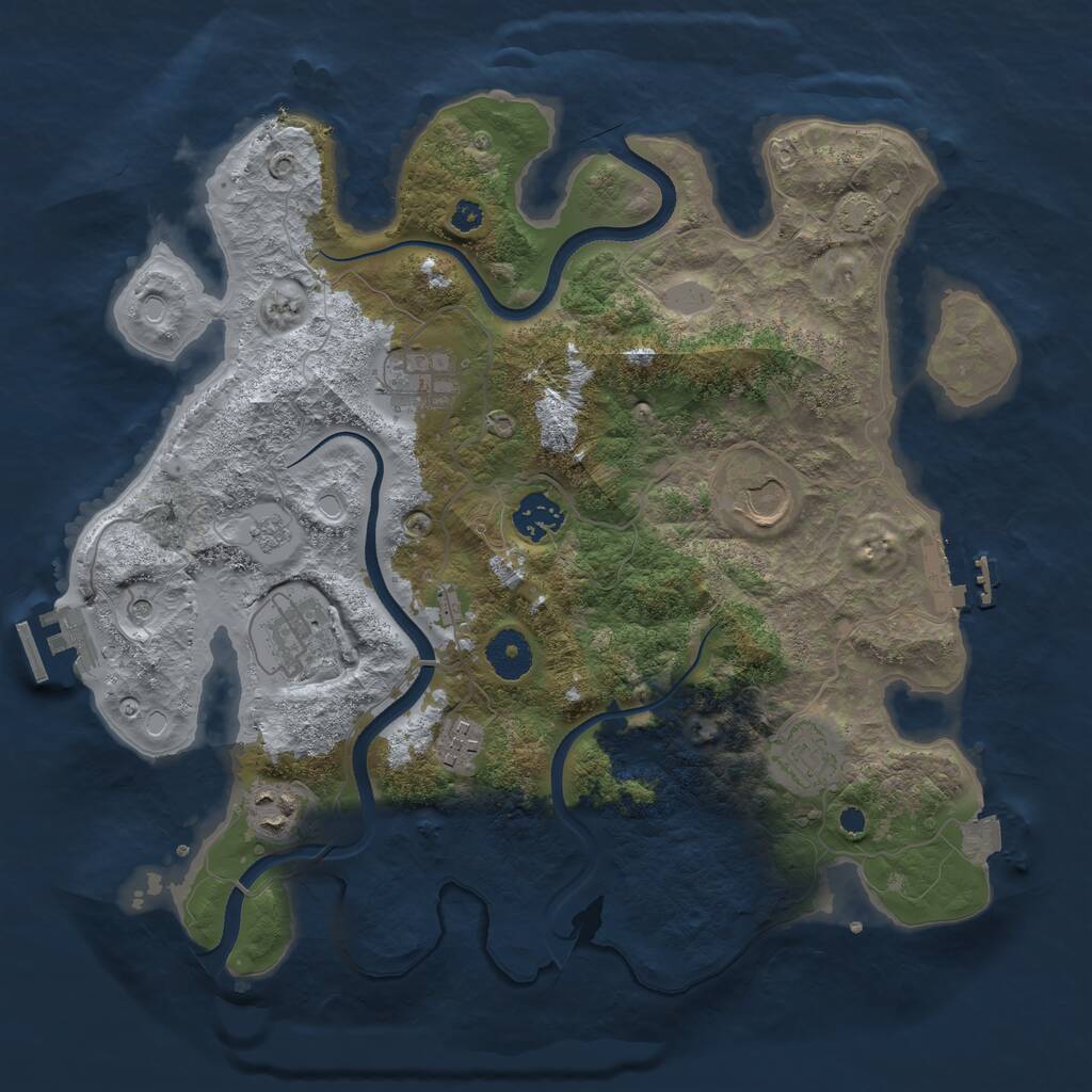 Rust Map: Procedural Map, Size: 3500, Seed: 25983, 13 Monuments
