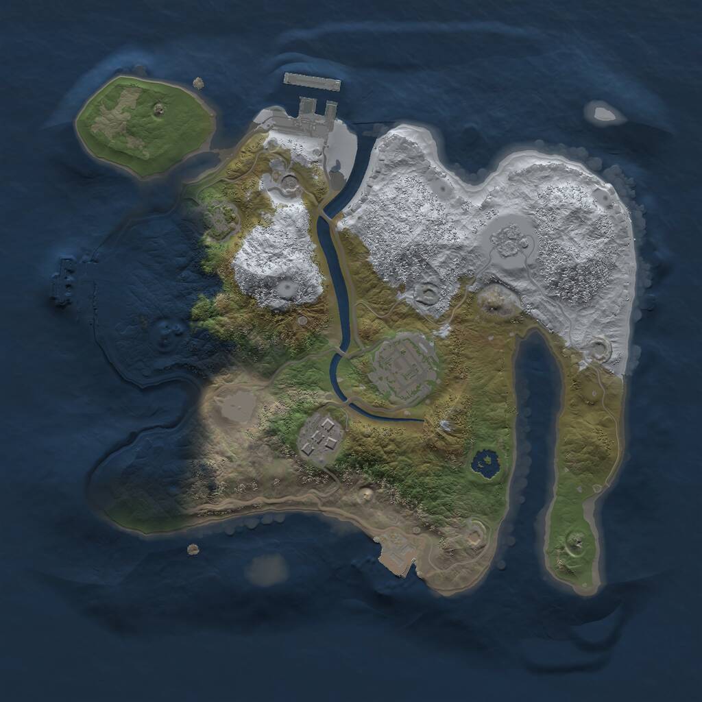 Rust Map: Procedural Map, Size: 2500, Seed: 2000484299, 8 Monuments