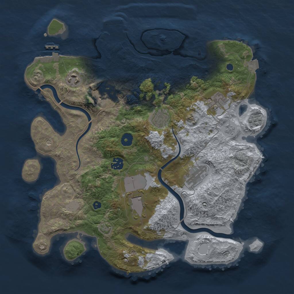 Rust Map: Procedural Map, Size: 3500, Seed: 1928209342, 14 Monuments