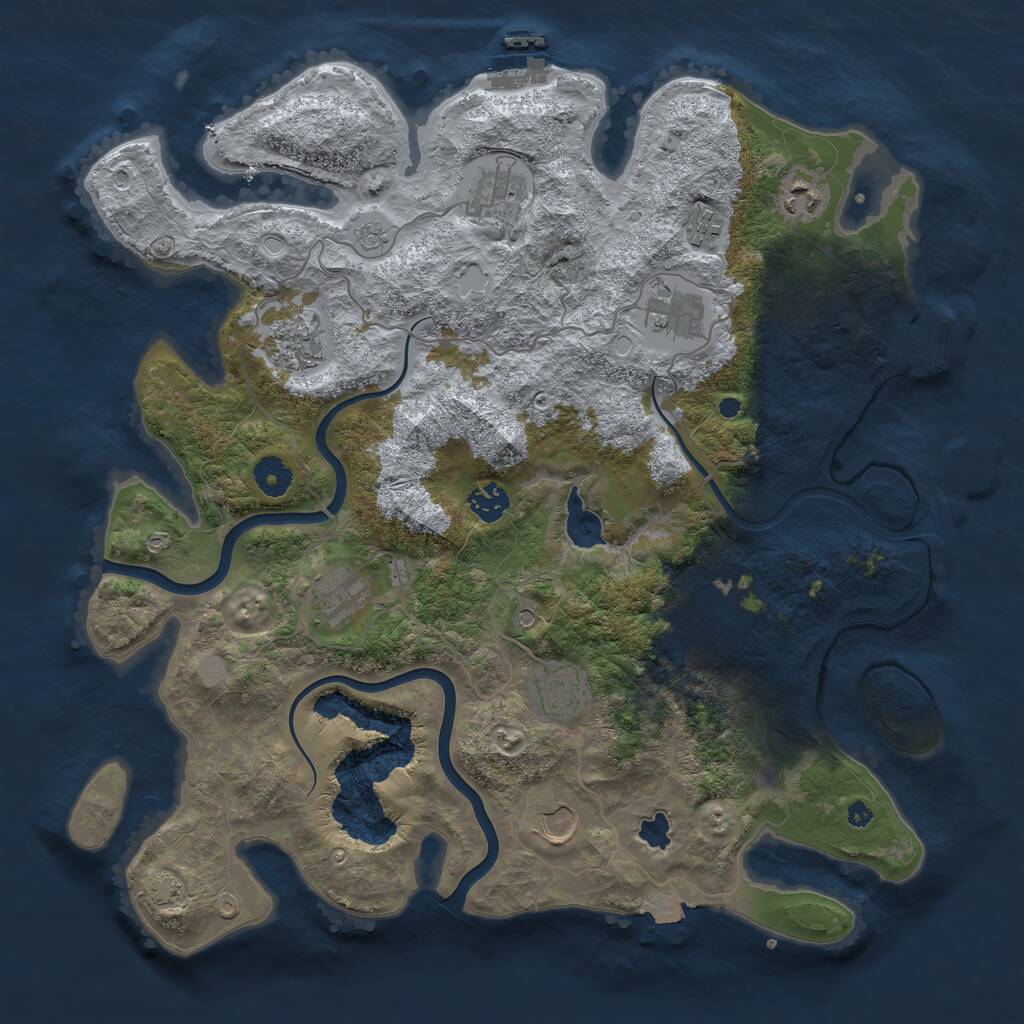 Rust Map: Procedural Map, Size: 4000, Seed: 351364581, 16 Monuments