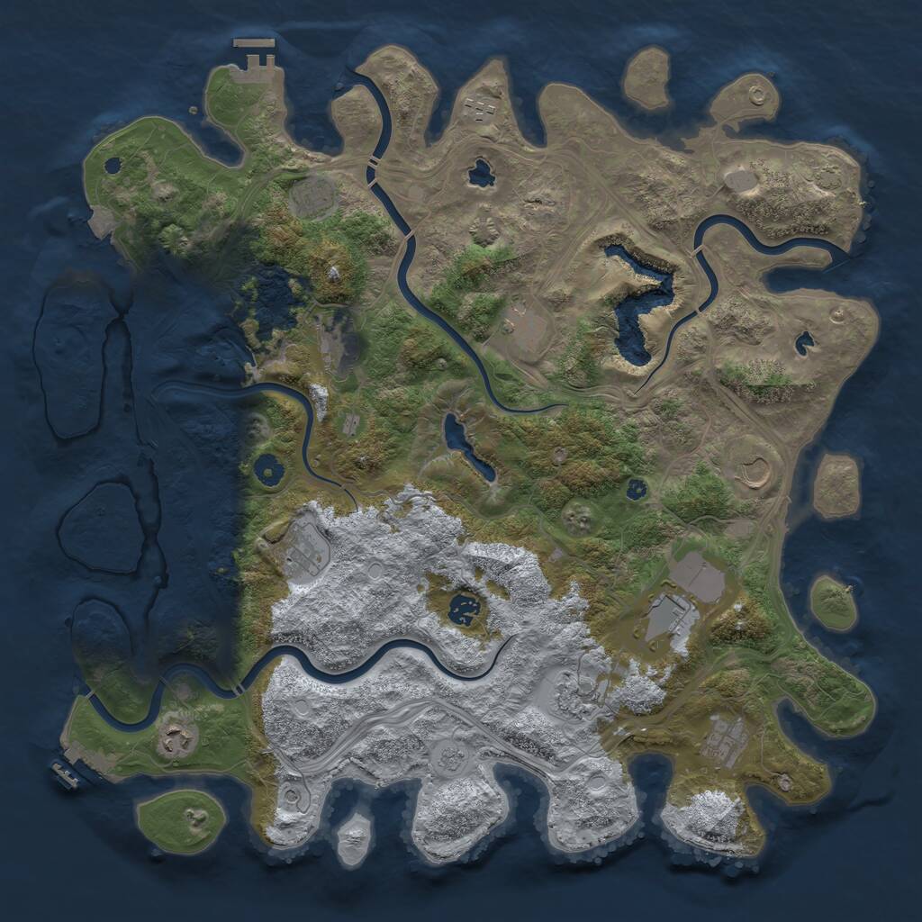 Rust Map: Procedural Map, Size: 4500, Seed: 678111103, 17 Monuments