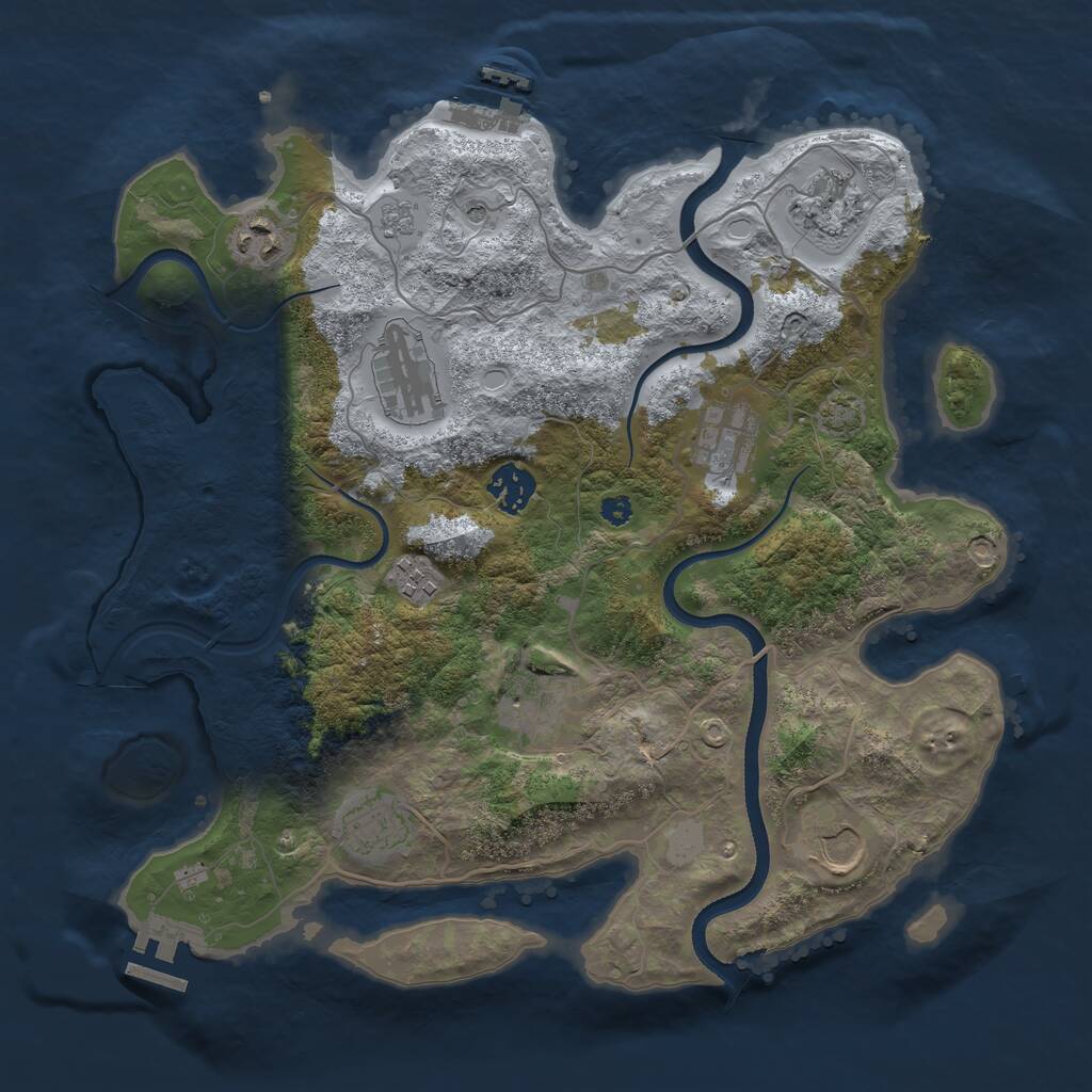 Rust Map: Procedural Map, Size: 3500, Seed: 15952, 15 Monuments
