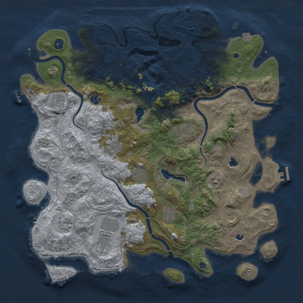 Rust Map: Procedural Map, Size: 4500, Seed: 534852435, 17 Monuments